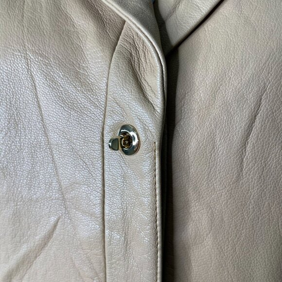 ST. John Sport by Marie Gray Women's Cream Tan 100% Leather Jacket Size Large - Picture 12 of 13